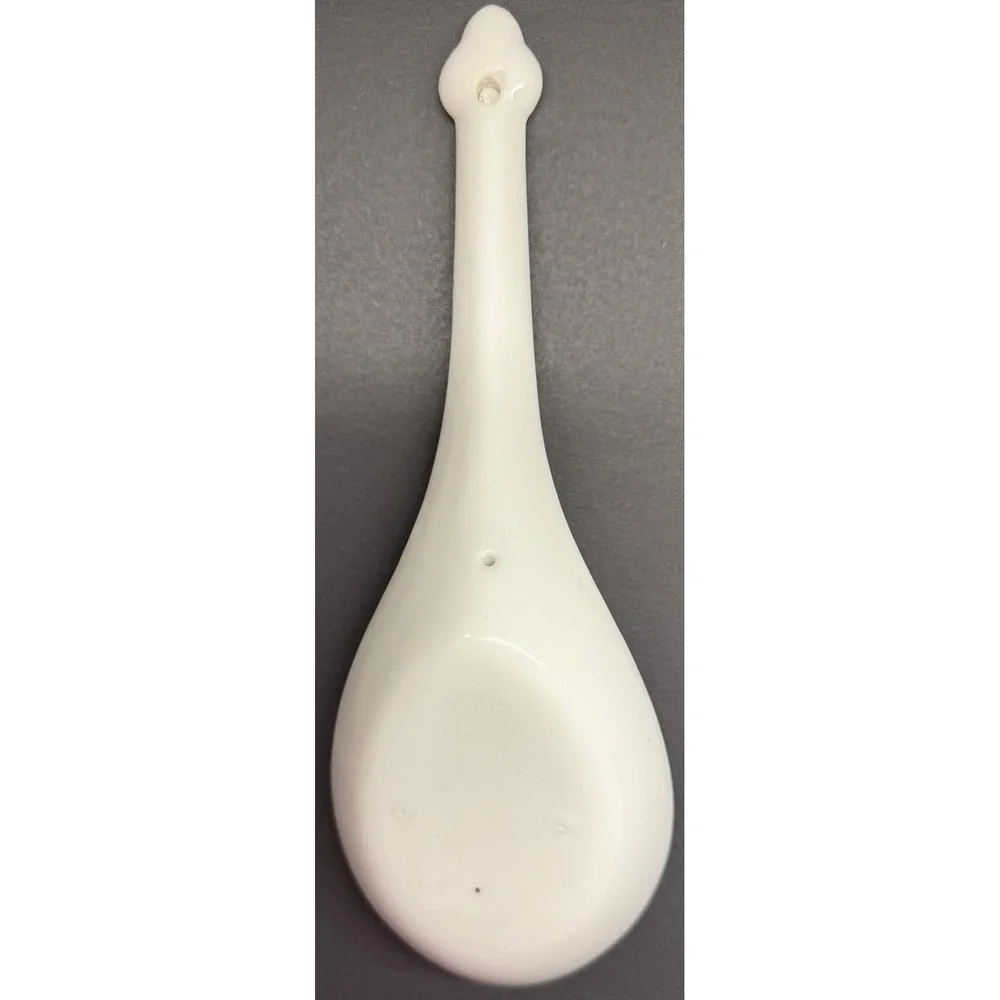 Vintage White Ceramic Chinese Soup Spoon Long Handle Asian Ramen Pho Wonton